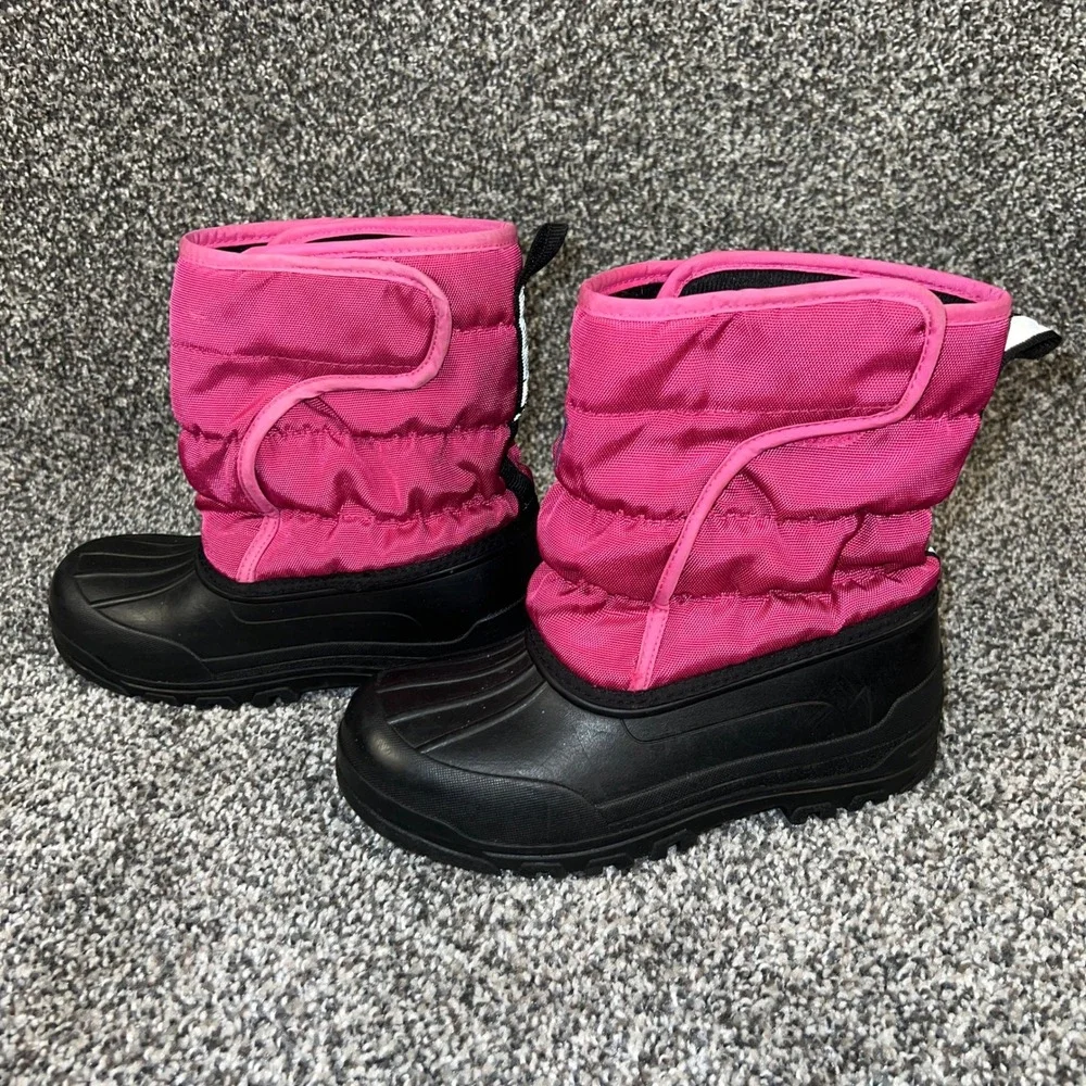 Kids Polo Ralph Lauren Pink Puffer Snow Boots Blue Pony Logo 4.5 Children Girl's